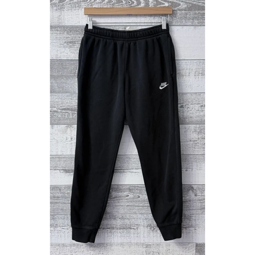 Nike Swoosh Sweatpants Embroidered Logo Black Joggers Pockets Mens M Activewear